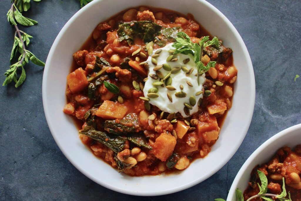 Butternut Squash, Kale, and Turkey Chili