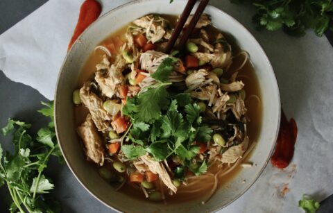 Chicken and Edamame Soba Noodle Soup