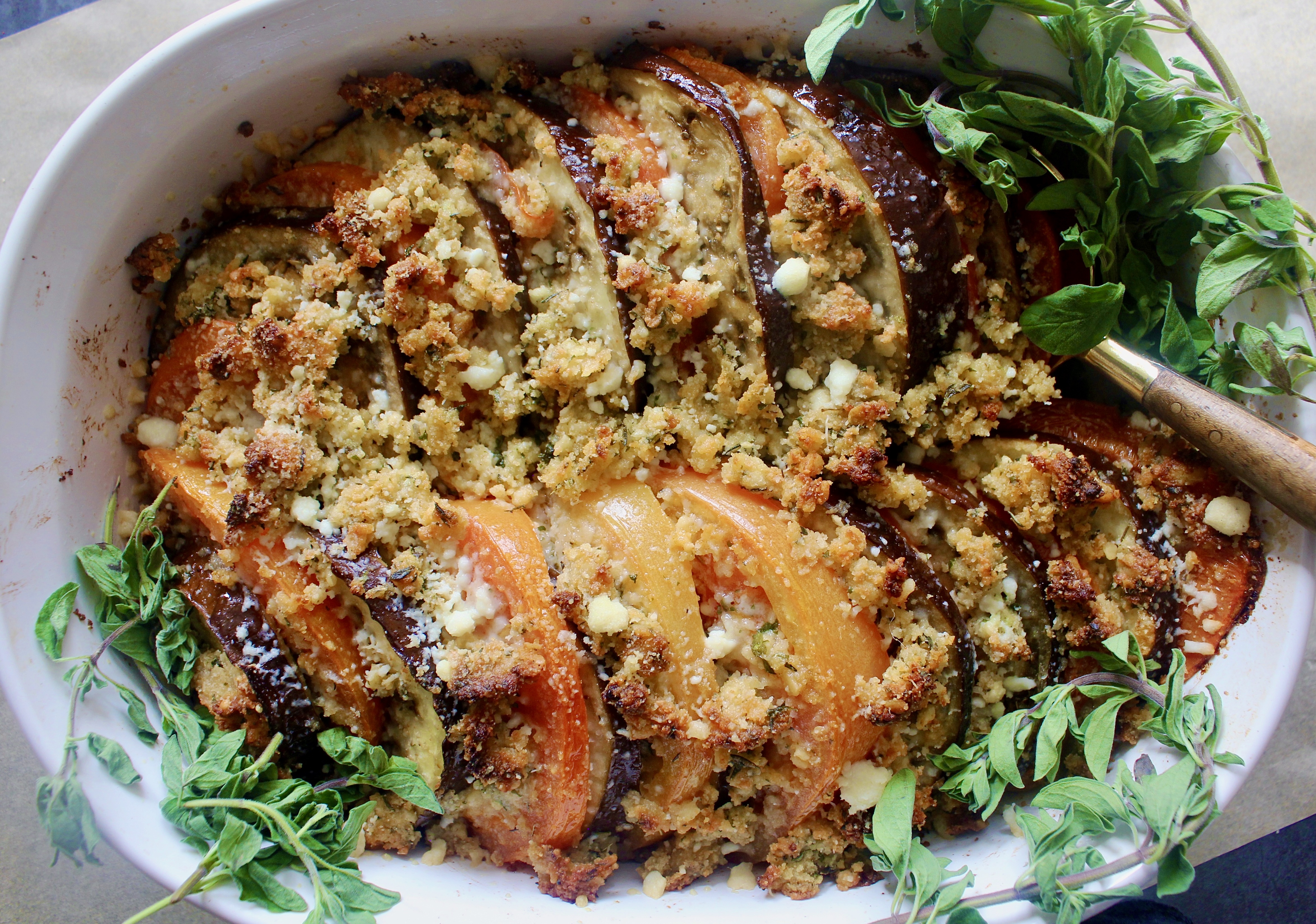 Panko Baked Eggplant and Tomatoes