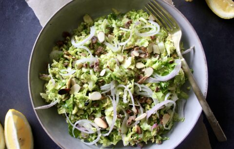 On Annie's Menu - Shaved Brussels and Date Salad