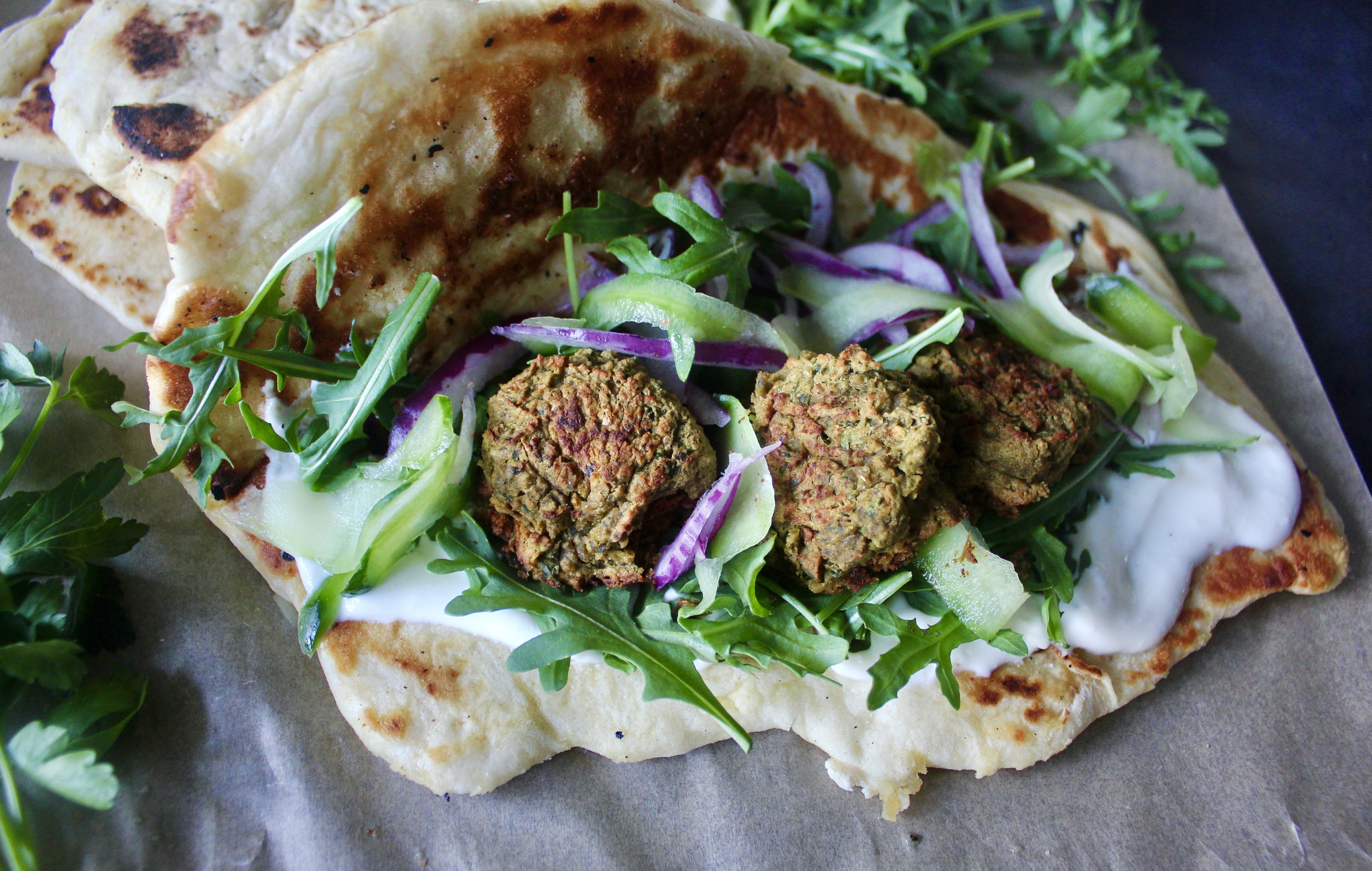 Falafel Gyros with Feta Tzatziki - Dishing Out Health