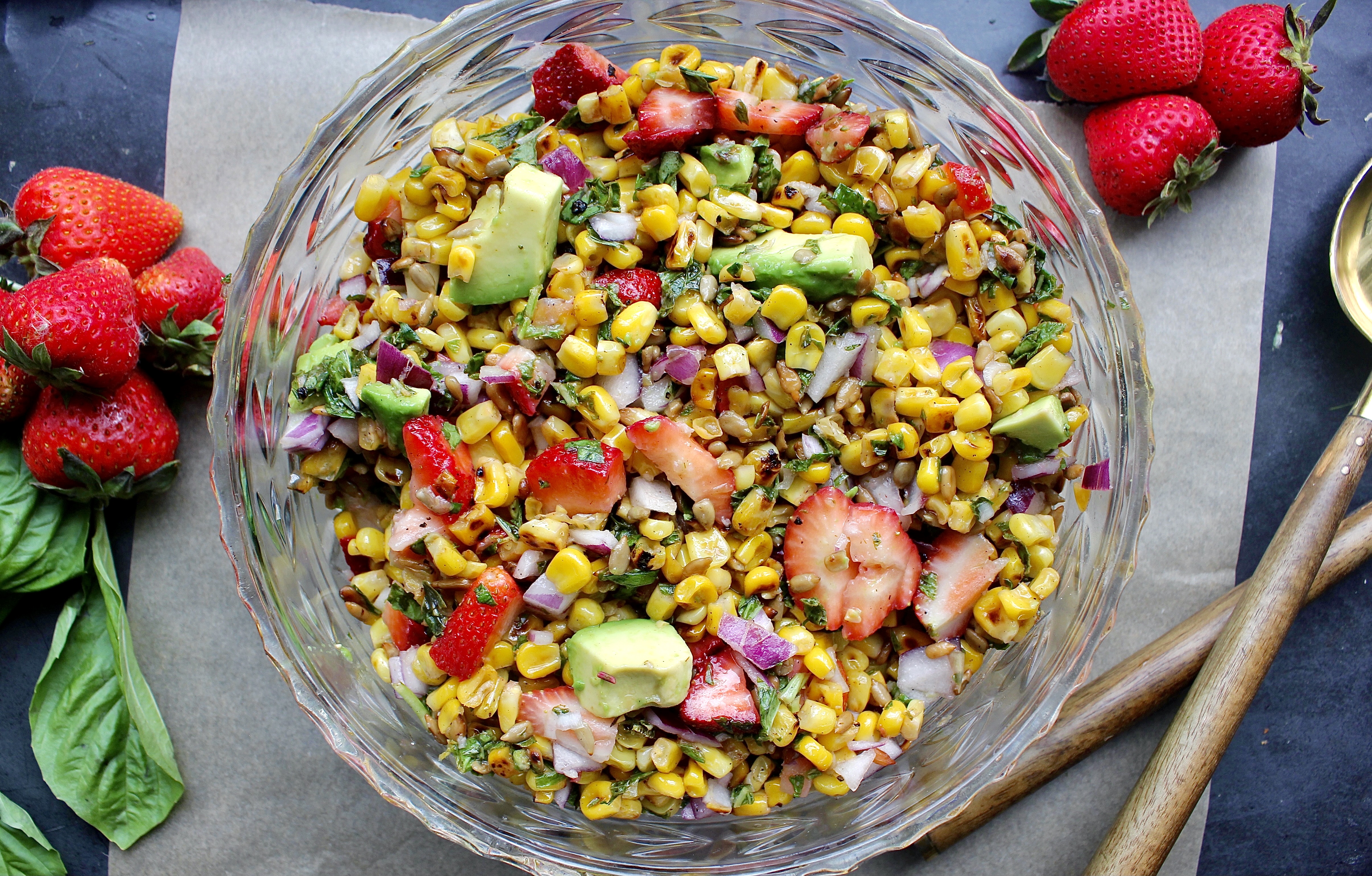 Charred Corn and Strawberry Herbed Salad 