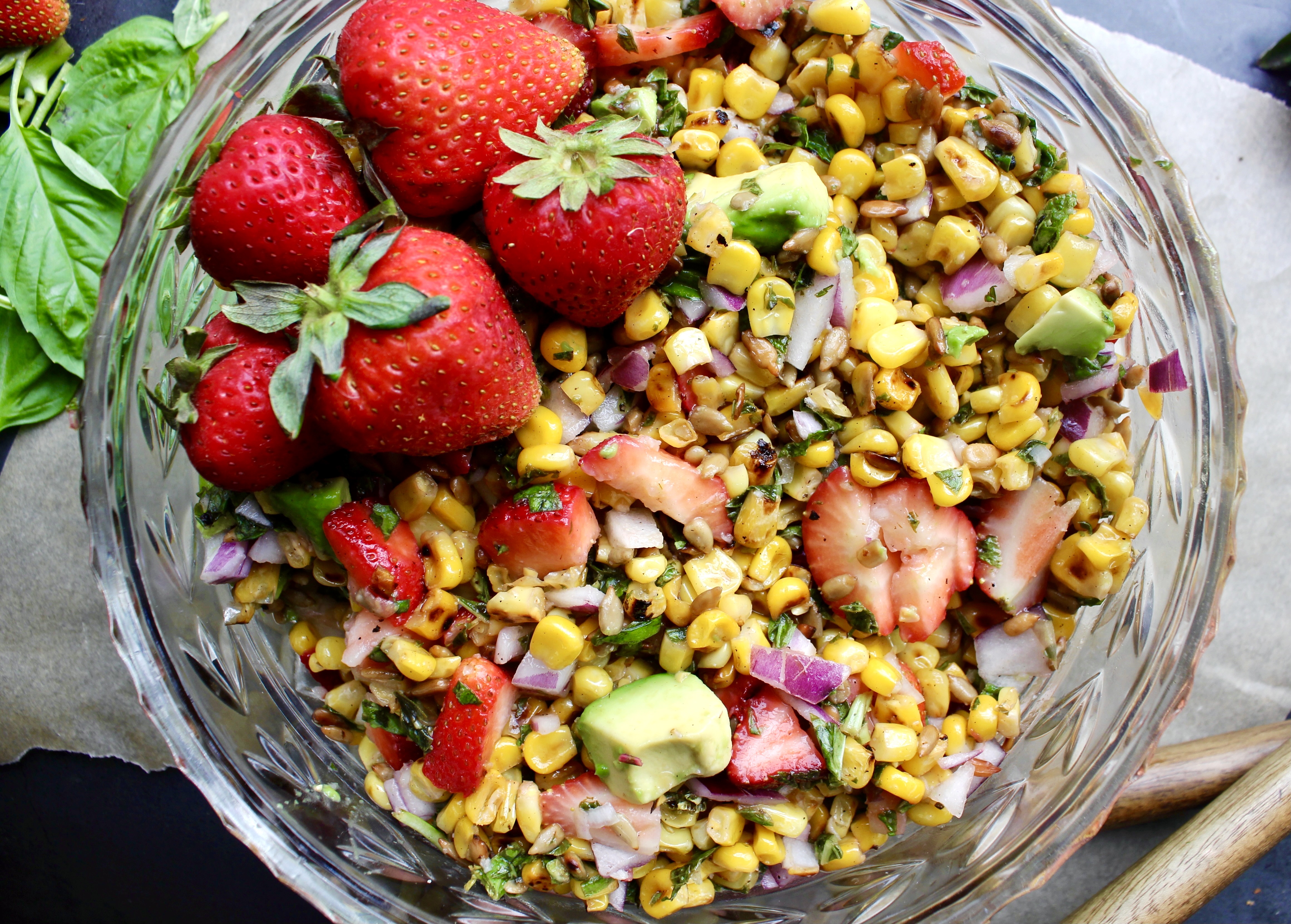 Charred Corn and Strawberry Herbed Salad