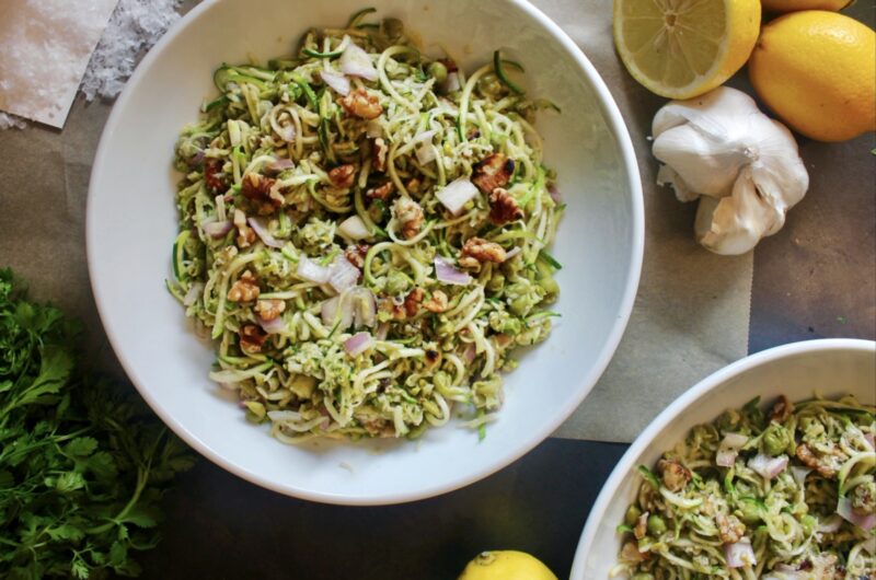 Parmesan Zucchini and Mashed Pea Salad