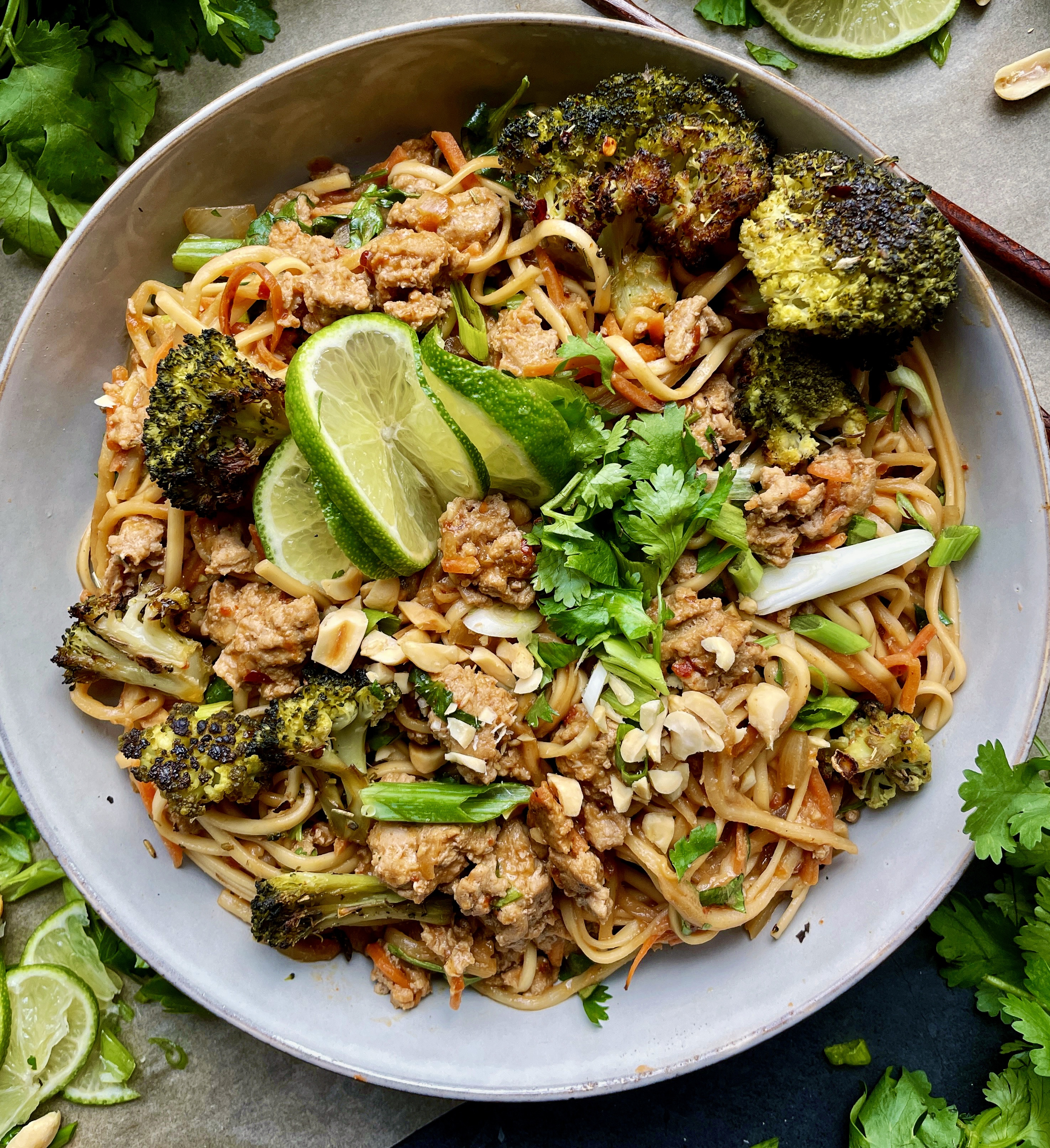 A thick and spicy chili garlic sauce tossed up with your favorite Asian noodles, all the fresh bites, and the most juicy pork larb: these Spicy Asian Pork Dan Dan Noodles are truly a bite of heaven.