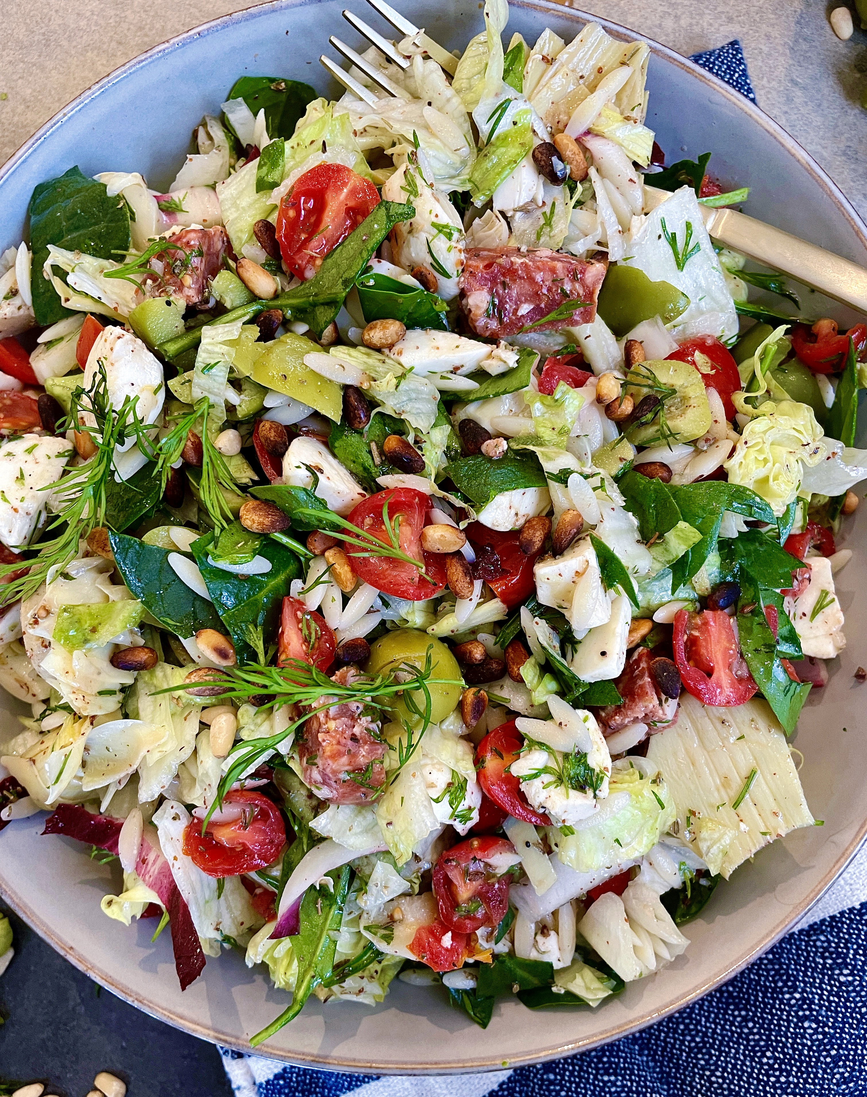 The crispy crunchy flavor packed orzo salad with just about every Italian ingredient under the sun: I can seriously eat this Chilled Italian Orzo Salad any day of the week!