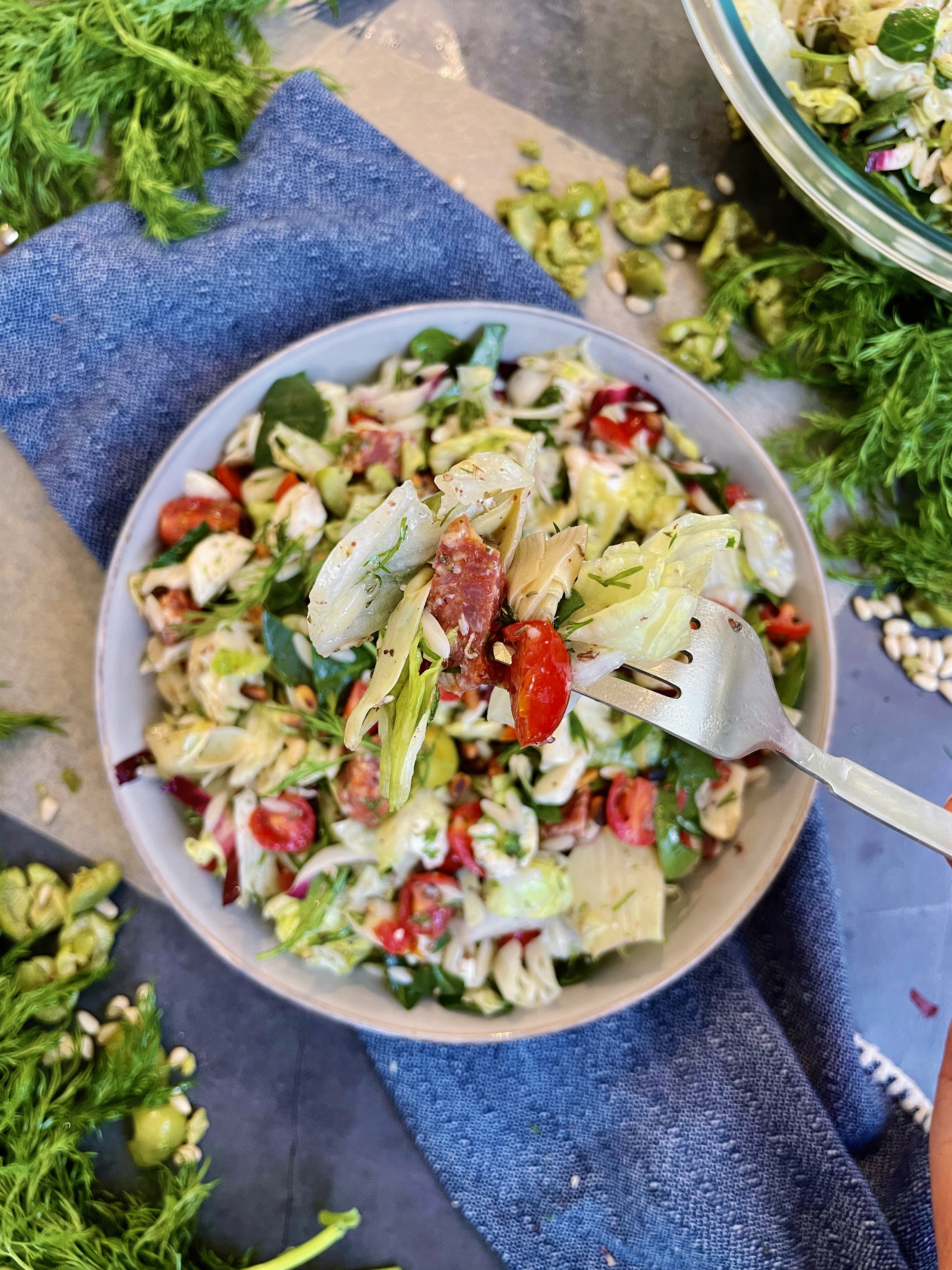 The crispy crunchy flavor packed orzo salad with just about every Italian ingredient under the sun: I can seriously eat this Chilled Italian Orzo Salad any day of the week!