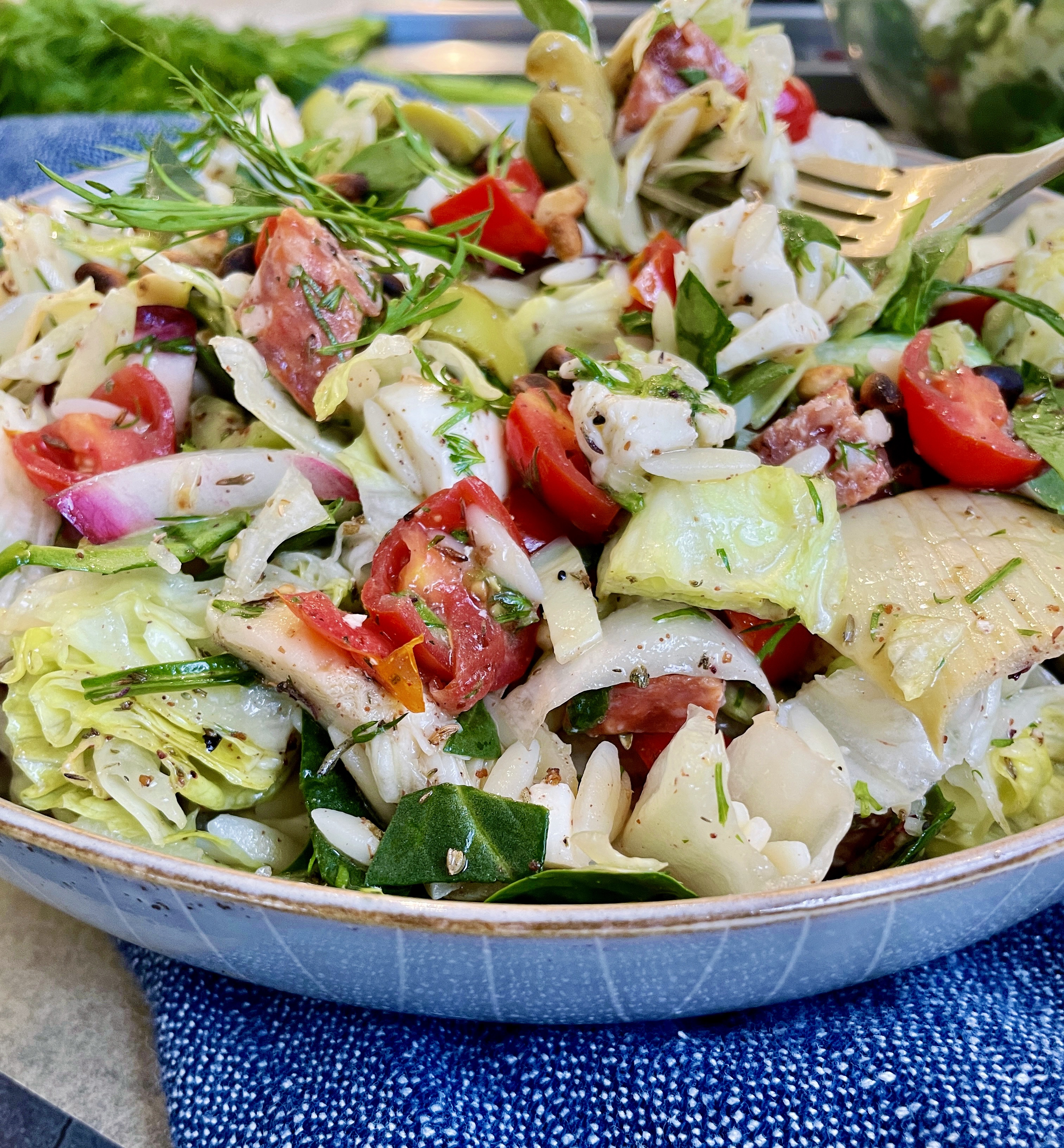 The crispy crunchy flavor packed orzo salad with just about every Italian ingredient under the sun: I can seriously eat this Chilled Italian Orzo Salad any day of the week!