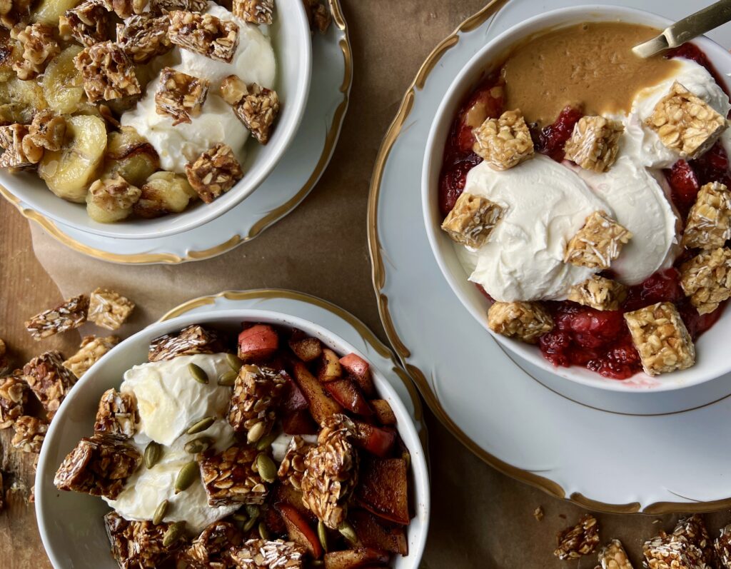 Granola Labneh Breakfast Bowls 3 Ways