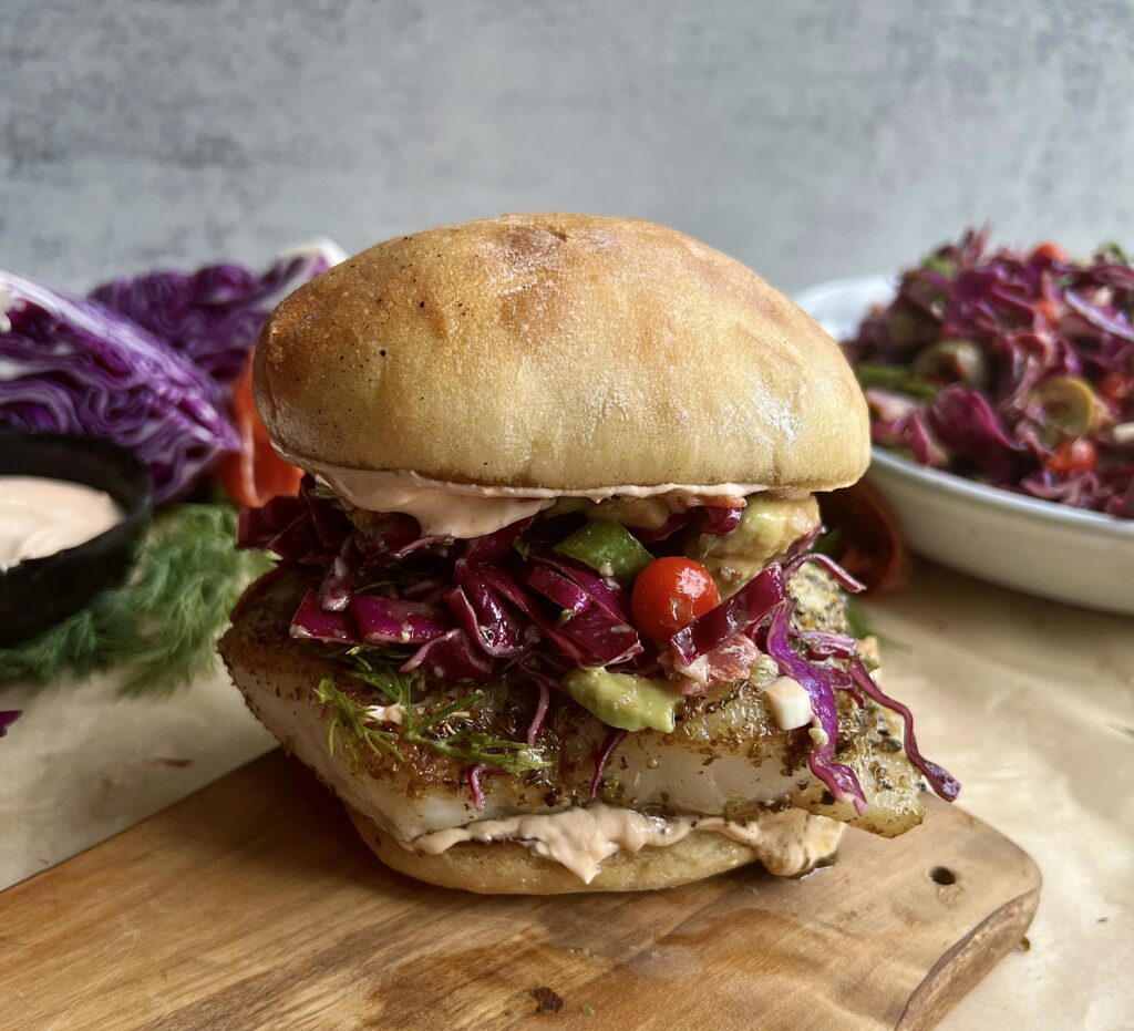 Spicy Antipasti Slaw Fish Sandwiches￼